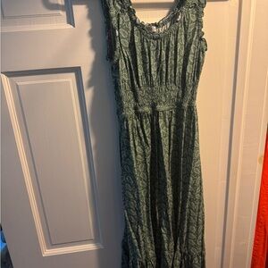 Patrons of Peace Green Pleated Sundress Maxi